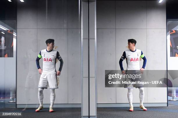 Son Heung-Min of Tottenham Hotspur emerges from the home changing room at half time during the UEFA Europa League 2024/25 Round of 16 Second Leg...