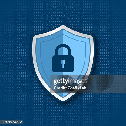 Secure Cyber Shield Protecting Data with Lock Icon on Binary Background Secure Cyber Shield Protecting Data with Lock Icon on Binary Background