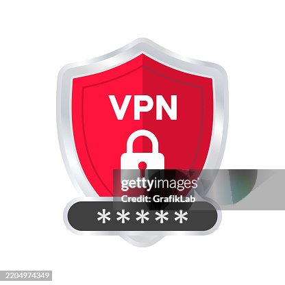 Secure VPN Access with Lock Icon on Red Shield Secure VPN Access with Lock Icon on Red Shield
