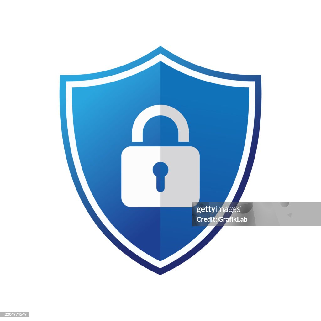 Shield Icon Representing Security Protection Lock Symbol