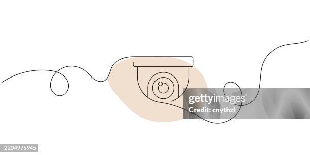 continuous line drawing of security camera icon. hand drawn symbol vector illustration. - security camera stock illustrations