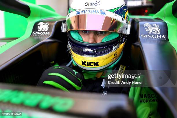 Gabriel Bortoleto of Brazil and Stake F1 Team Kick Sauber prepares to drive during practice ahead of the F1 Grand Prix of Australia at Albert Park...