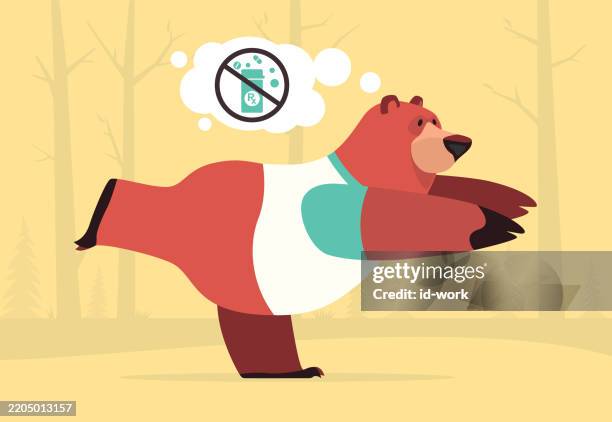 bear doing yoga - breathing exercise stock illustrations