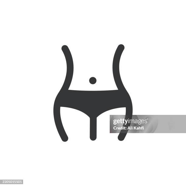 slim body glyph solid icon. solid icon that can be applied anywhere, simple, pixel perfect and modern style. - womans belly button stock illustrations