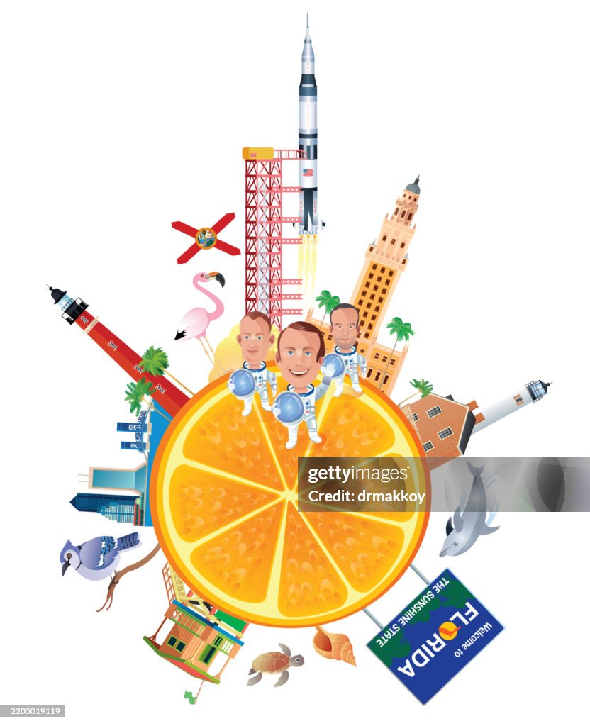 Florida Travel Symbols and Saturn 5