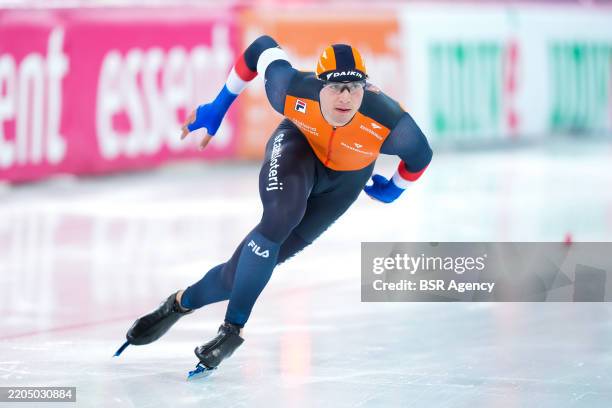Jenning De Boo of Netherlands during the ISU World Speed Skating Single Distances and Team Competitions Championships 2025 at the Vikingskipet on...
