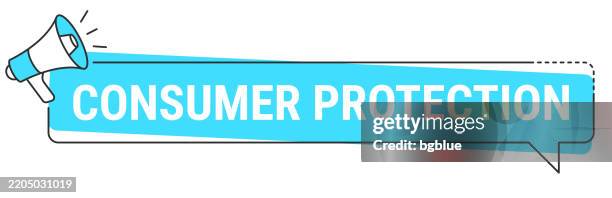 consumer protection - speech bubble and megaphone on white background - consumer protection stock illustrations