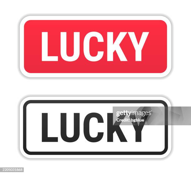 lucky - red and black labels on white background - lucky vector stock illustrations