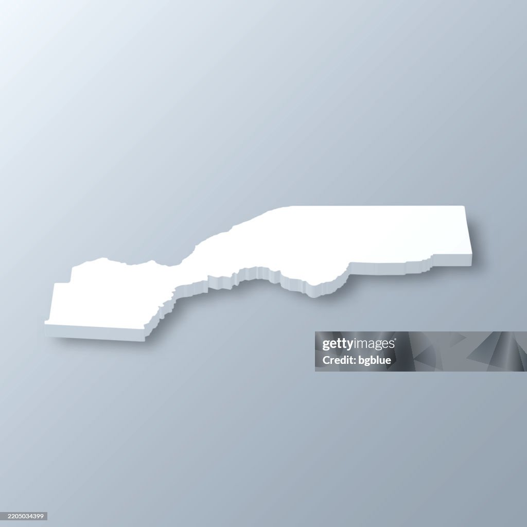 Placer County, California. 3D Map on gray background