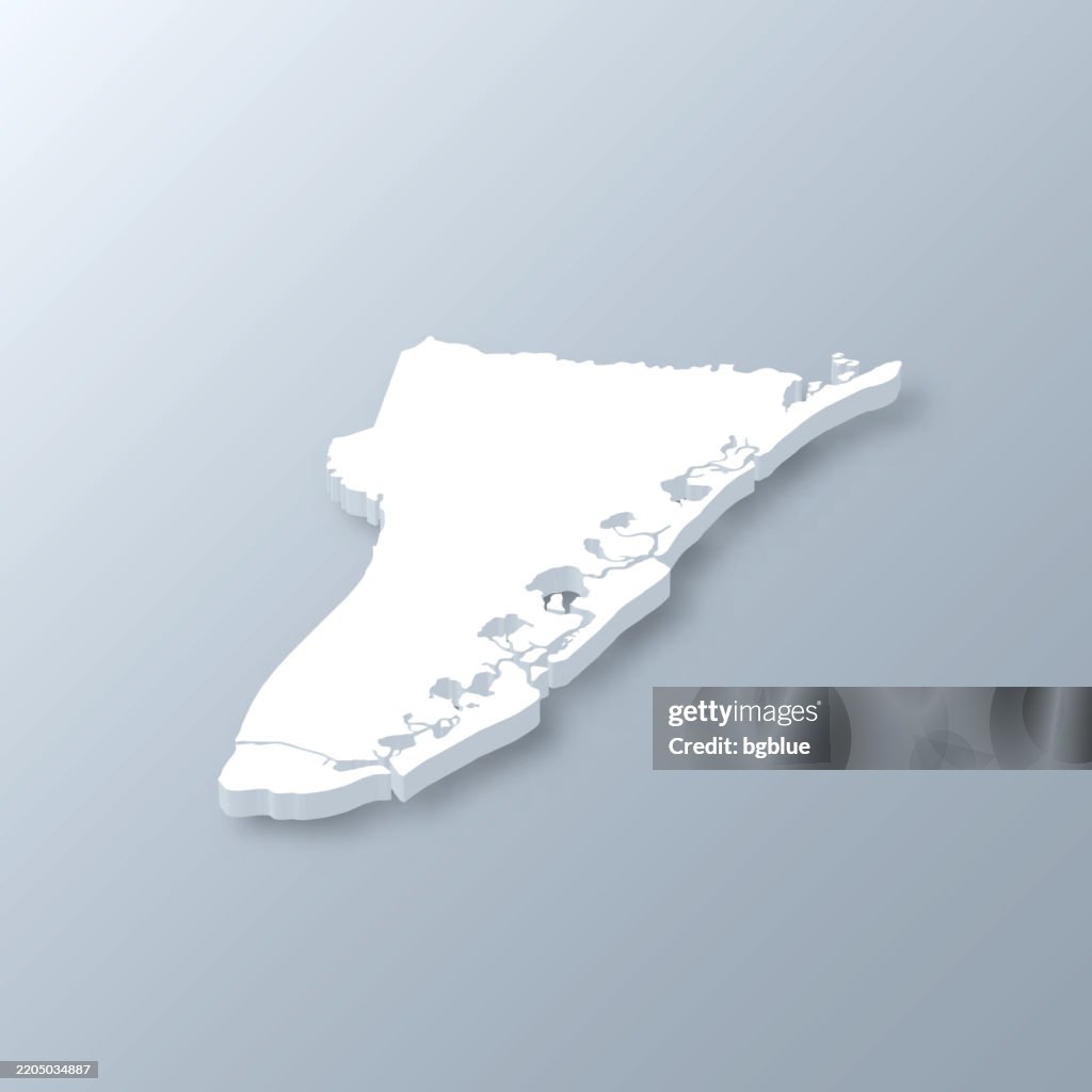 Cape May County, New Jersey. 3D Map on gray background