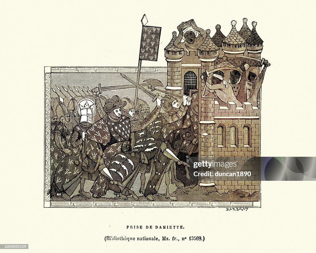 King Louis IX of France capturing Damietta during the Seventh Crusade