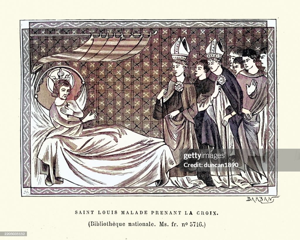 King Louis IX of France (Saint Louis), sick taking the cross