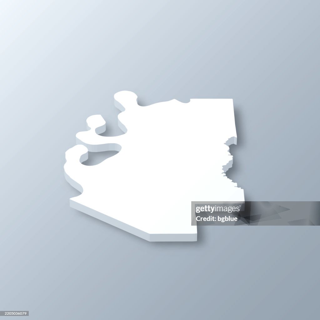 Tunica County, Mississippi. 3D Map on gray background
