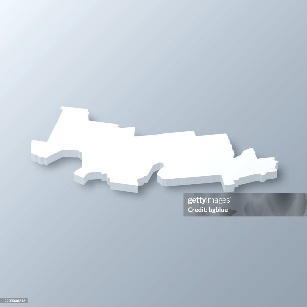 Hampshire County, Massachusetts. 3D Map on gray background