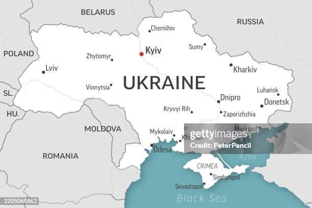 illustrazioni stock, clip art, cartoni animati e icone di tendenza di mappa dell'ucraina - mappa vettoriale informativa dell'ucraina per web, notizie, presentazioni - crimea