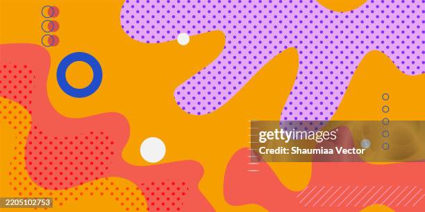 ilustraciones, imágenes clip art, dibujos animados e iconos de stock de fondo líquido abstracto en estilo pop art. estilo retro de los años 70. plantilla de diseño para anuncios, pancartas, carteles, portadas, web, folletos, fondos de pantalla y folletos. - arte pop
