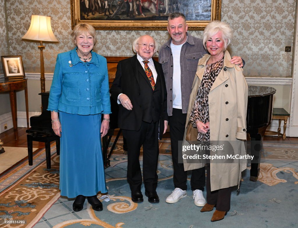 President Michael D Higgins Hosts the Republic of Ireland Team of Italia 90