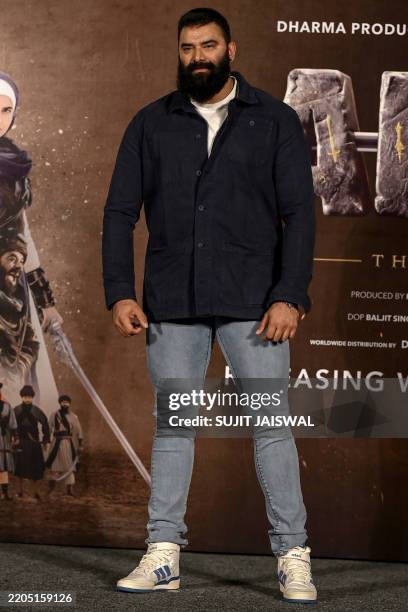 Indian actor Nikitin Dheer attends the trailer launch of his upcoming Punjabi-Hindi language historical drama film 'Akaal' in Mumbai on March 18,...
