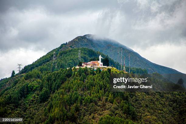 virgin of the immaculate conception, guadalupe hill. bogota, bogotá, colombia. - guadalupe hill bogotá stock pictures, royalty-free photos & images