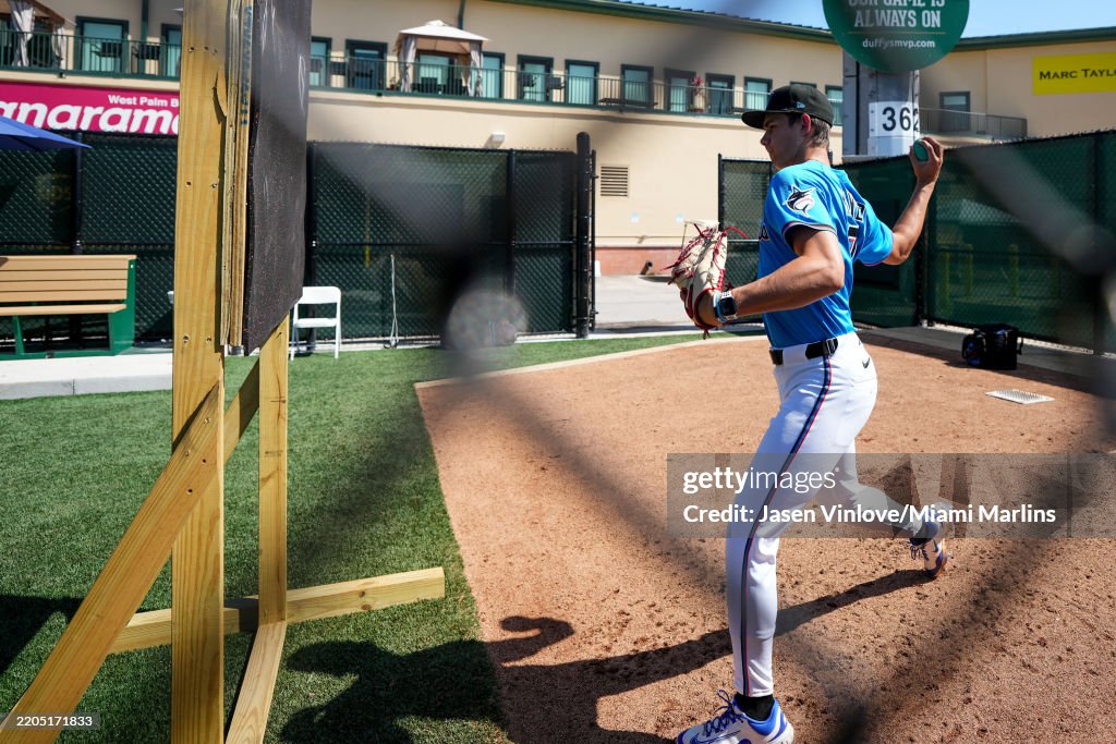 Spring Breakout Noble Meyer of the Miami Marlins in the Spring Breakout game against ...