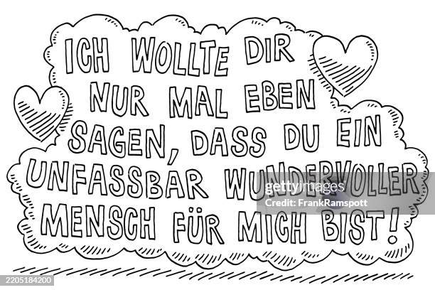german text esteem partnership drawing - german language stock illustrations