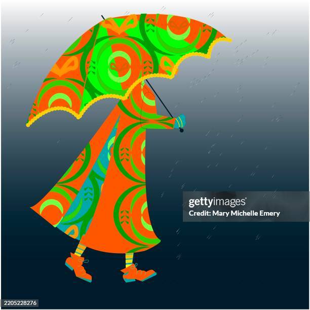 walking in the rain - eccentric stock illustrations