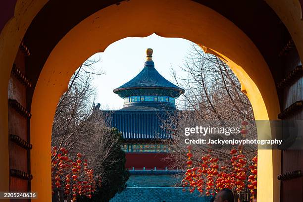 the temple of harvest (temple of heaven), unesco world heritage site in beijing, china, asia. - beijing stock pictures, royalty-free photos & images