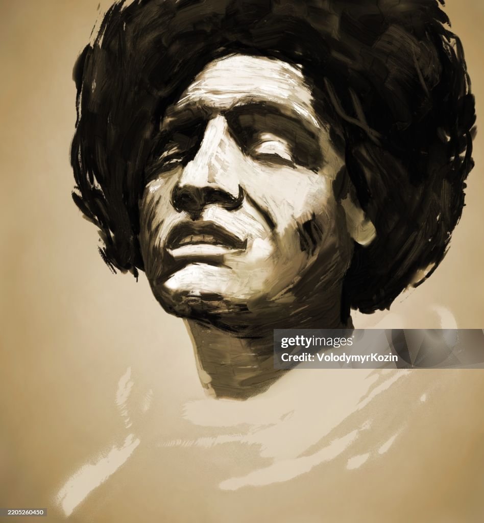 Illustration of an elderly blues singer