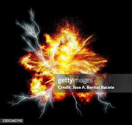 Multiple electrical explosion with lightning and fire. Multiple electrical explosion with lightning and fire.