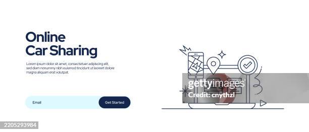 online car sharing related conceptual vector illustration. internet, mobile app, carsharing, transportation. - rideshare driver stock illustrations