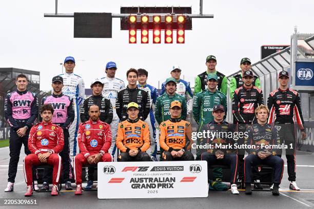 The 2025 F1 drivers pose for a photo prior to the F1 Grand Prix of Australia at Albert Park Grand Prix Circuit on March 16, 2025 in Melbourne,...