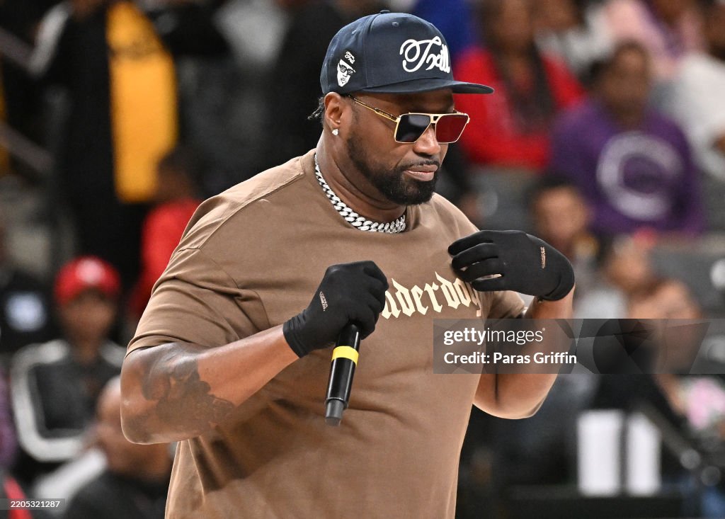 Project Rapper Rapper Project Pat performs during halftime at the 2025 Southwestern ...