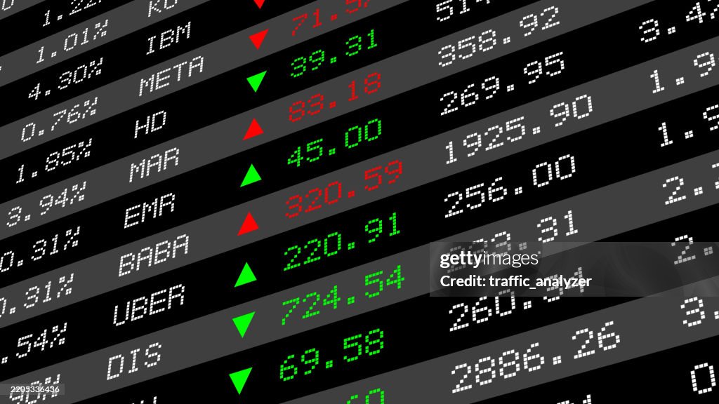 Ticker Code Finance Background Stock Ticker Symbols High-Res Vector Graphic - Getty ...