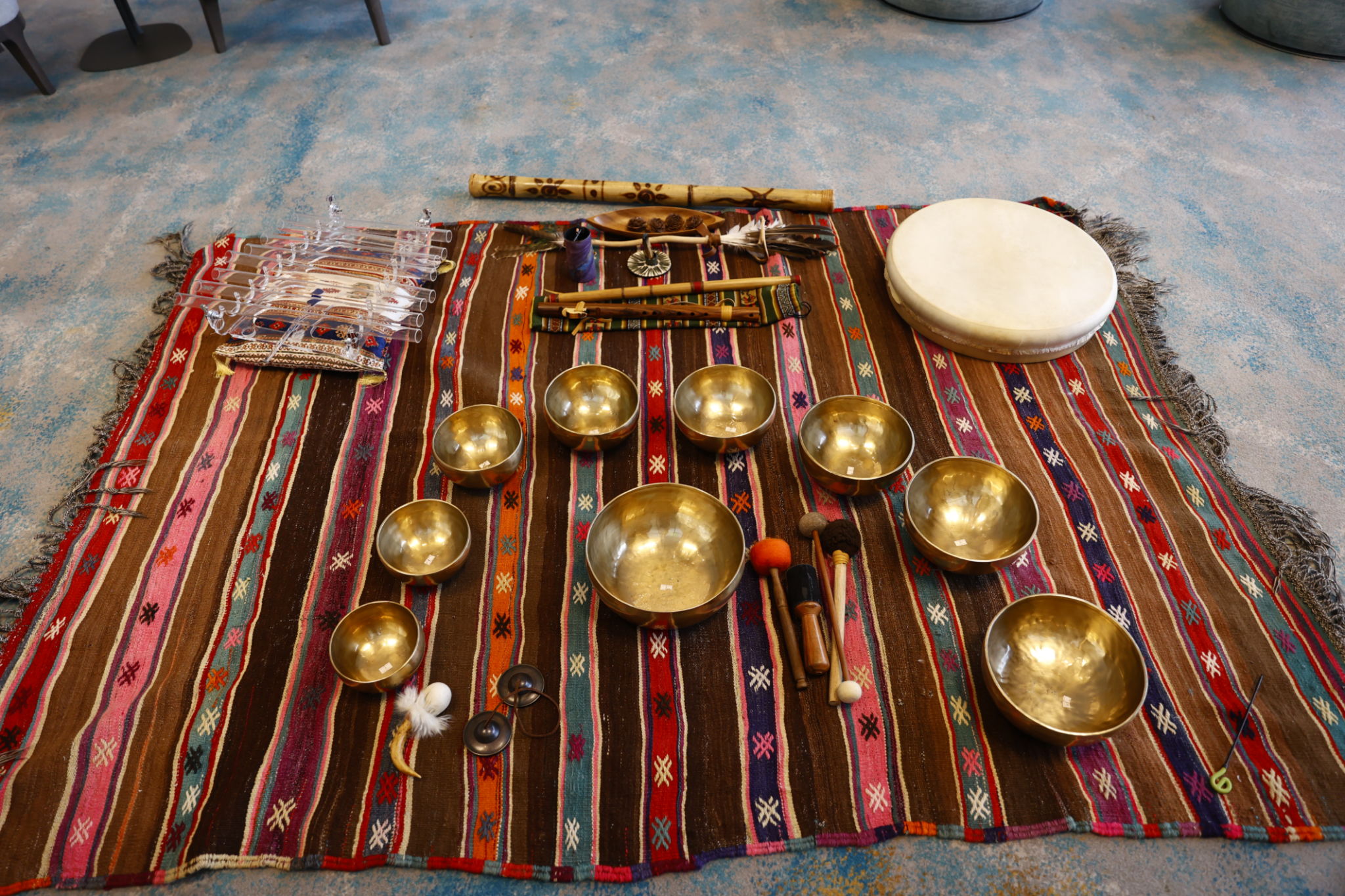 Sound Healing Instruments – Deep Gong Meditation Stock Photo Sound Healing Instruments – Deep Gong Meditation Stock Photo