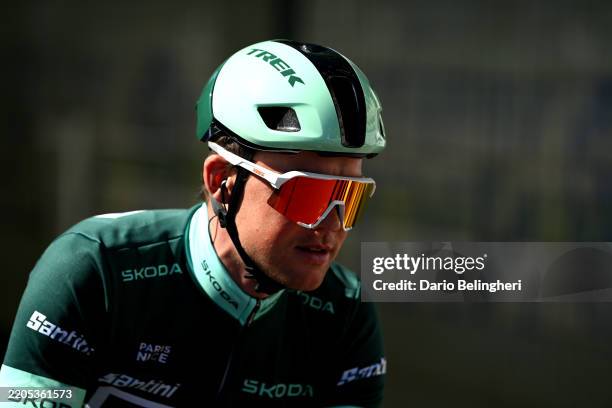 Mads Pedersen of Denmark and Team Lidl-Trek - Green points jersey prior to the 83rd Paris - Nice 2025, Stage 8 a 119km stage from Nice to Nice /...