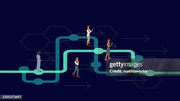 healthcare journey - light on dark path stock illustrations