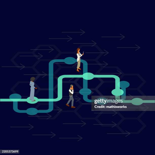 healthcare journey - light on dark path stock illustrations