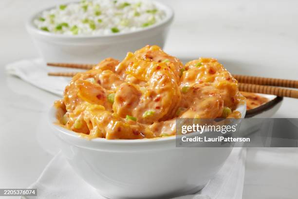 copycat bang bang shrimp - cream sauce stock pictures, royalty-free photos & images
