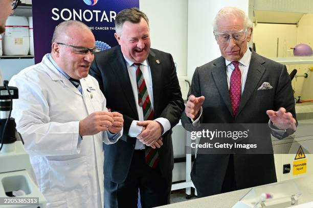 King Charles III during a visit to Cancer Research Centre, Ulster University on March 20, 2025 in Belfast, Northern Ireland. Consistently ranked as...