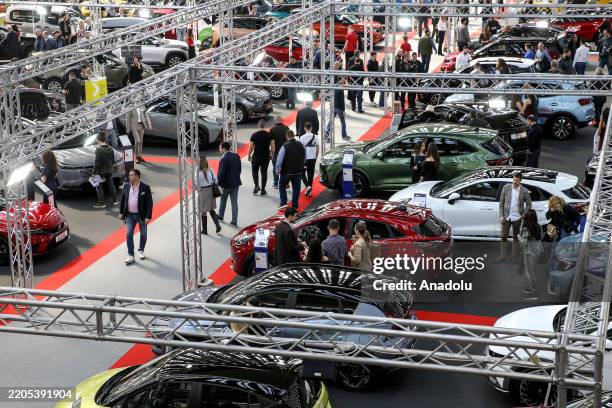 Cars and motorcycles from many brands are on display during the 56th International Motor Show in Belgrade at the Belgrade Exhibition Center in...