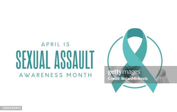 ilustraciones, imágenes clip art, dibujos animados e iconos de stock de tarjeta del mes de concientización sobre la agresión sexual, póster, abril. vector - violencia