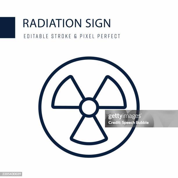 radiation sign line icon. editable stroke vector icon. - radiation stock illustrations