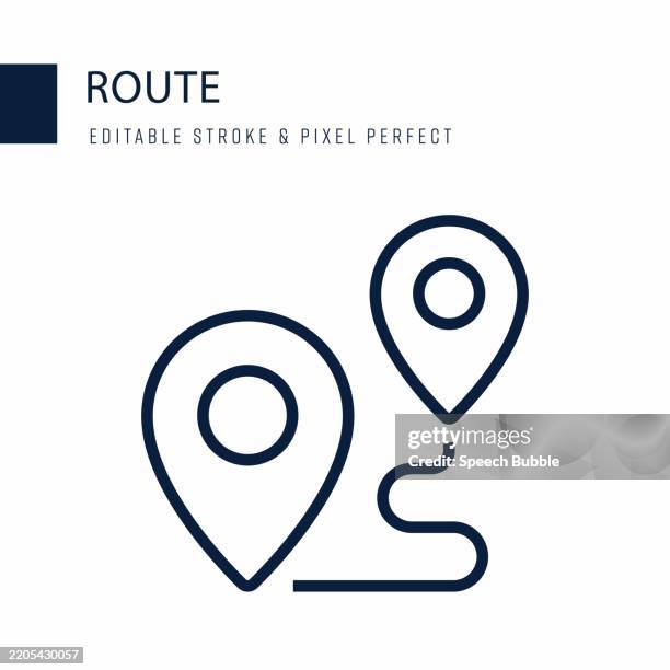 route line icon. editable stroke vector icon. - relocation stock illustrations