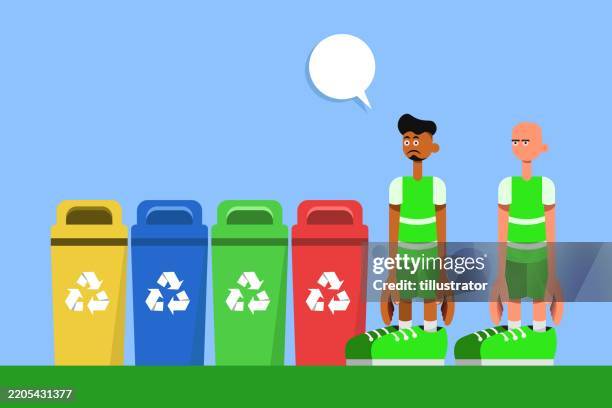 recycling and cleaning - picking up garbage stock illustrations