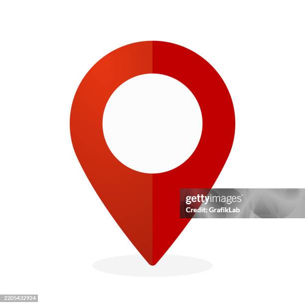 red location pin icon minimalist design white background - location tracking map stock illustrations