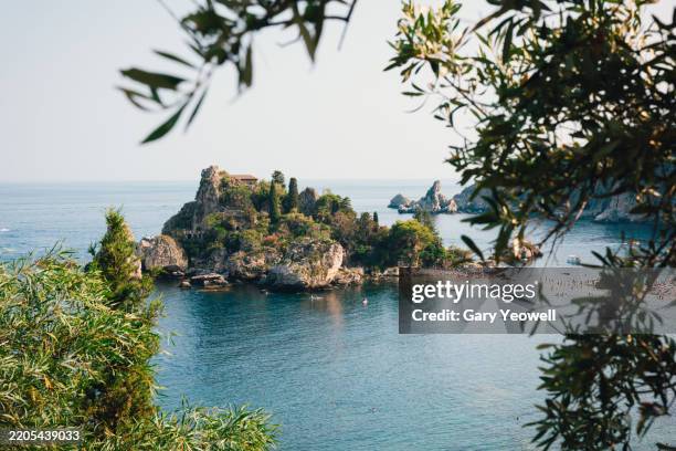 isola bella in taormina, sicily - sicily stock pictures, royalty-free photos & images