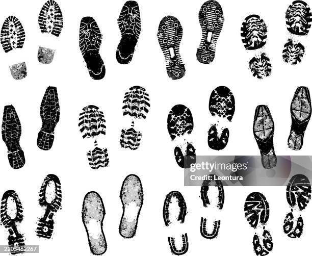 ilustraciones, imágenes clip art, dibujos animados e iconos de stock de zapato de impresiones - pisada