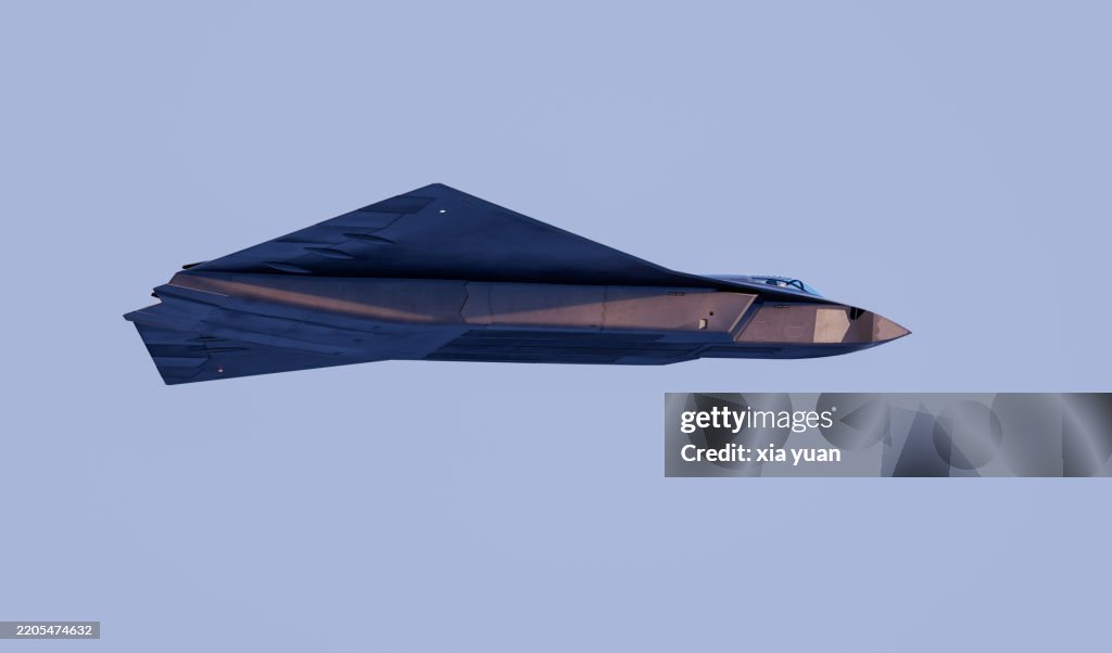 Sixth generation fighter jet flying in the sky
