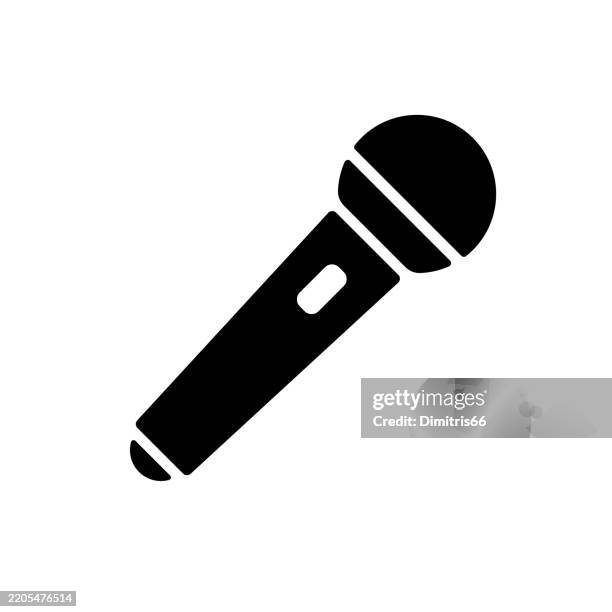 illustrazioni stock, clip art, cartoni animati e icone di tendenza di icona solida del microfono - microfono