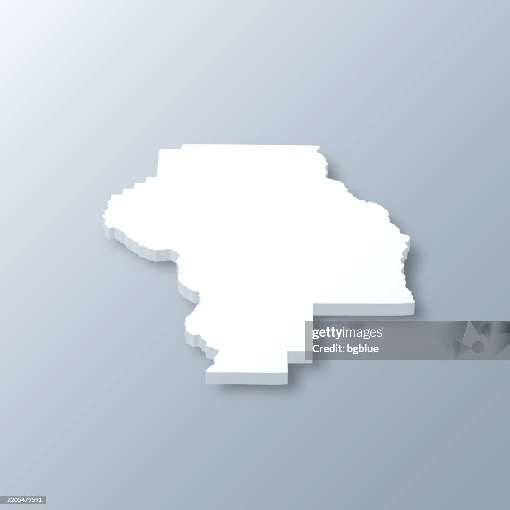 Berrien County, Georgia. 3D Map on gray background